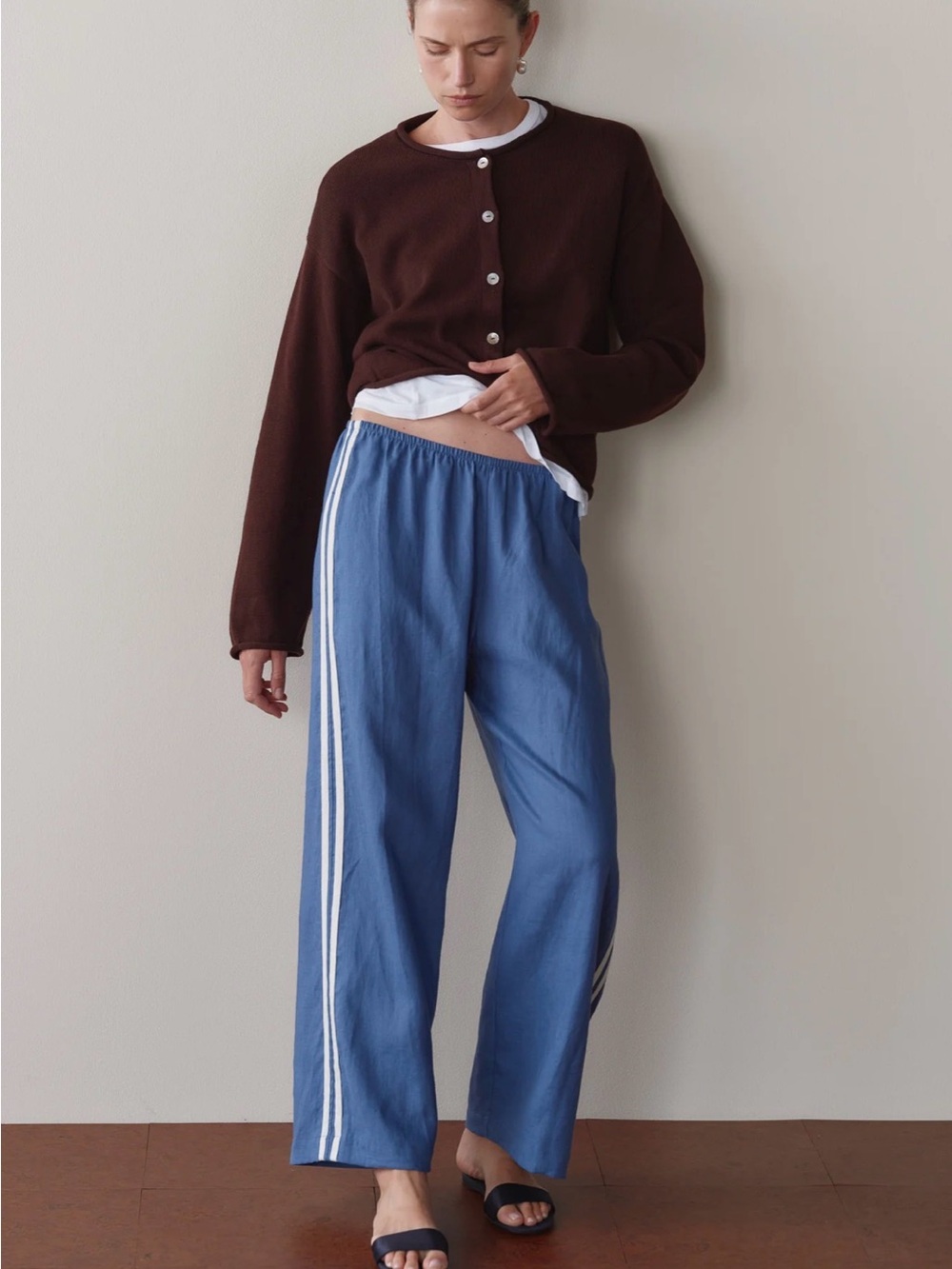 Donni The Linen Crop Stripe Pant